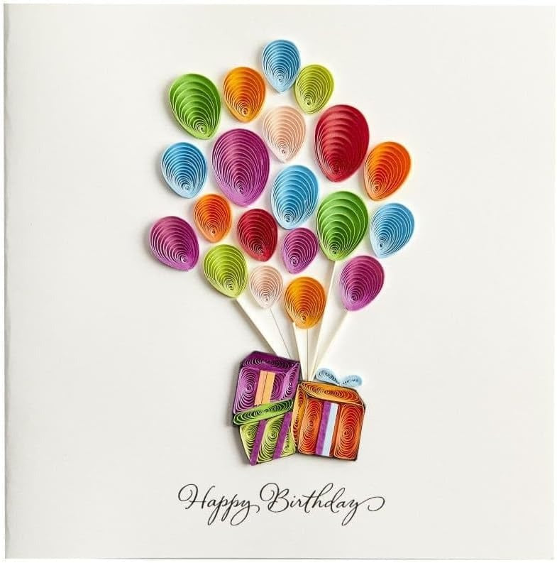 Quilled Packages And Balloons Birthday Card