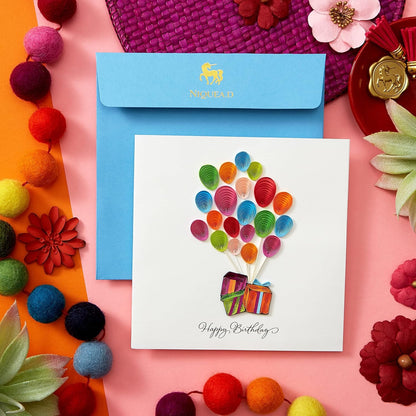 Quilled Packages And Balloons Birthday Card