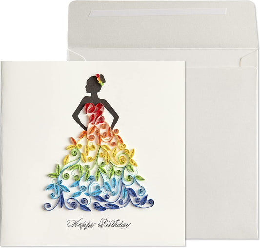 Quilled Rainbow Lady Greeting Card