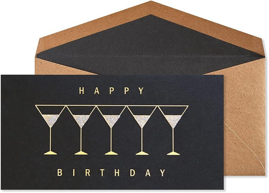 Row Of Martinis On Black Birthday Card