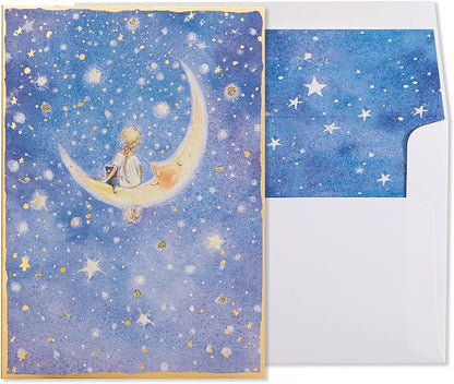 Girl on Moon Birthday Card