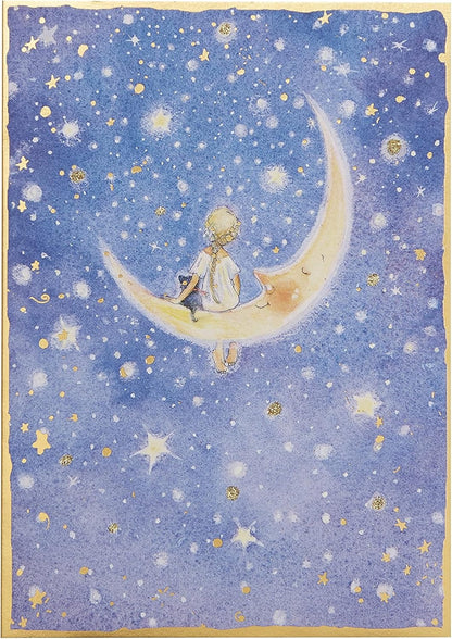 Girl on Moon Birthday Card