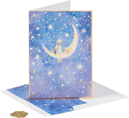 Girl on Moon Birthday Card