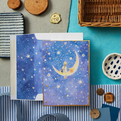 Girl on Moon Birthday Card