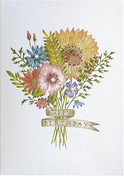 Tattoo Wild Flower Bouquet Birthday Card