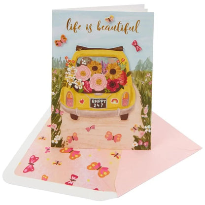 Yellow Car Birthday Card