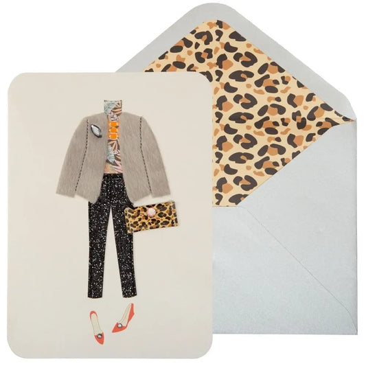 Outfit With Fur Coat Birthday Card