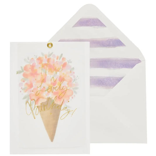 Floral in Sugar Cone with Vellum Birthday Card