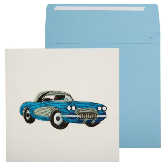 Quilled Blue Classic Car Birthday Card