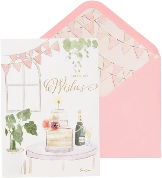 Cake & Champagne Birthday Card