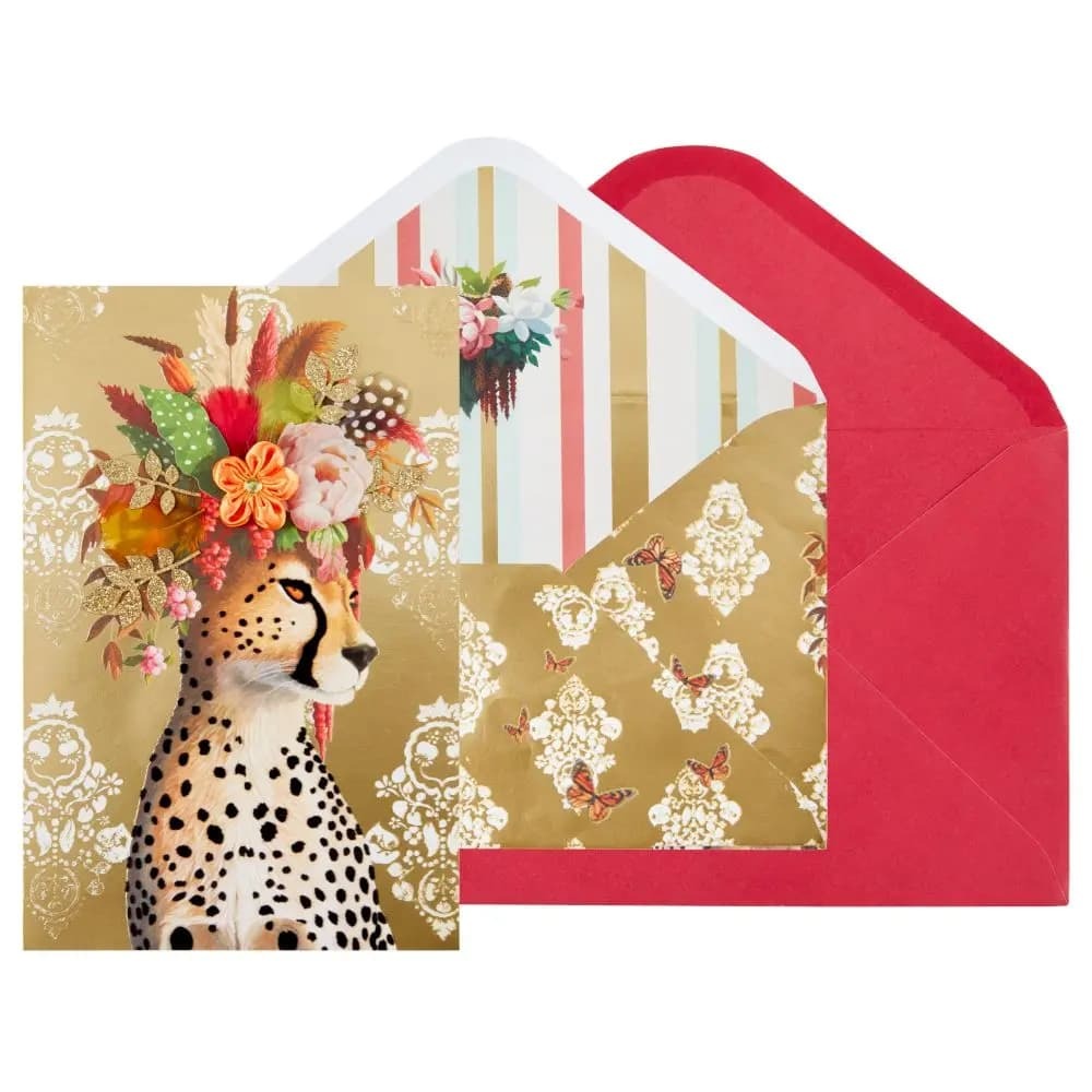 Cheetah with Flower Crown Collector's Edition Birthday Card