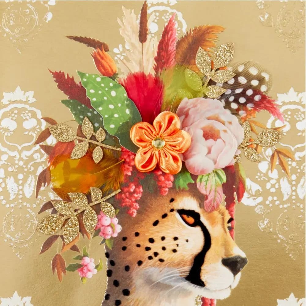 Cheetah with Flower Crown Collector's Edition Birthday Card