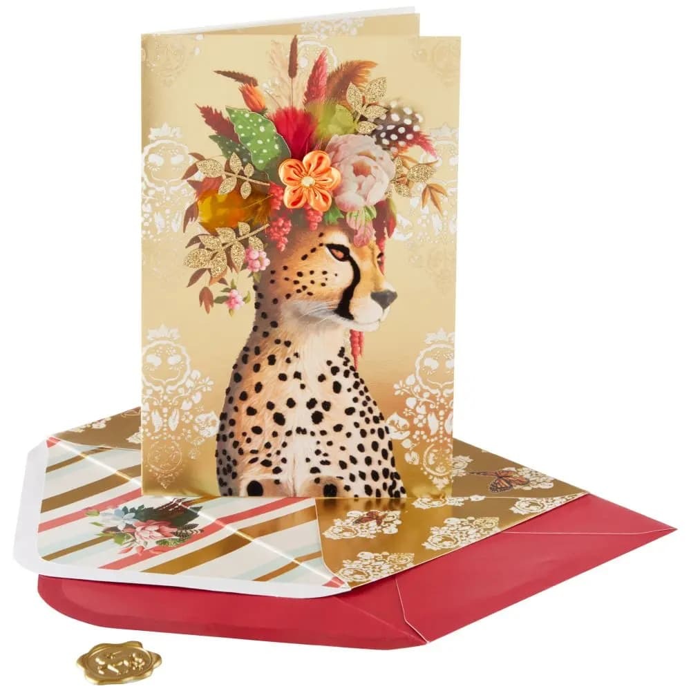 Cheetah with Flower Crown Collector's Edition Birthday Card