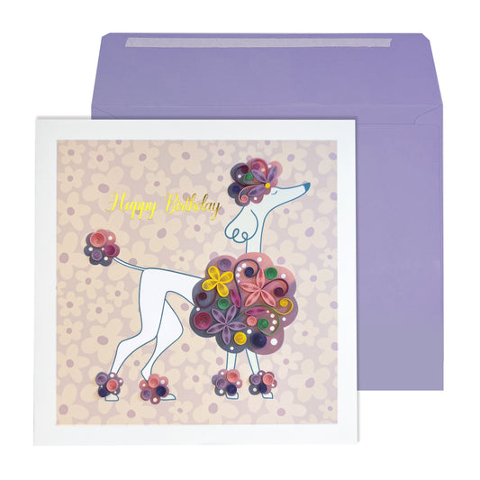 Quilled Poodle Birthday Card