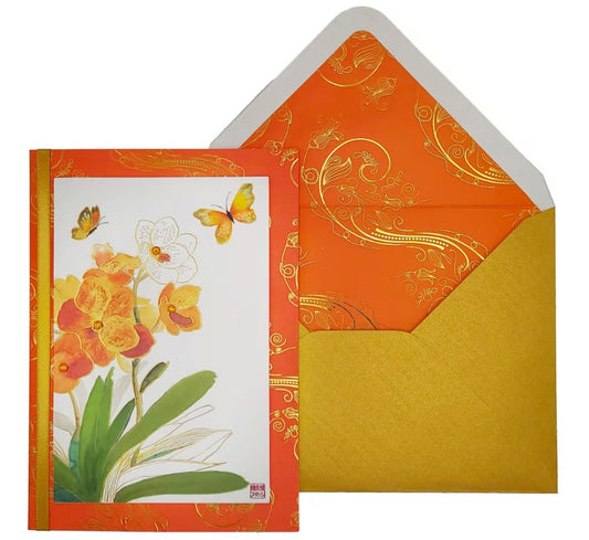 Orange Orchid Birthday Card