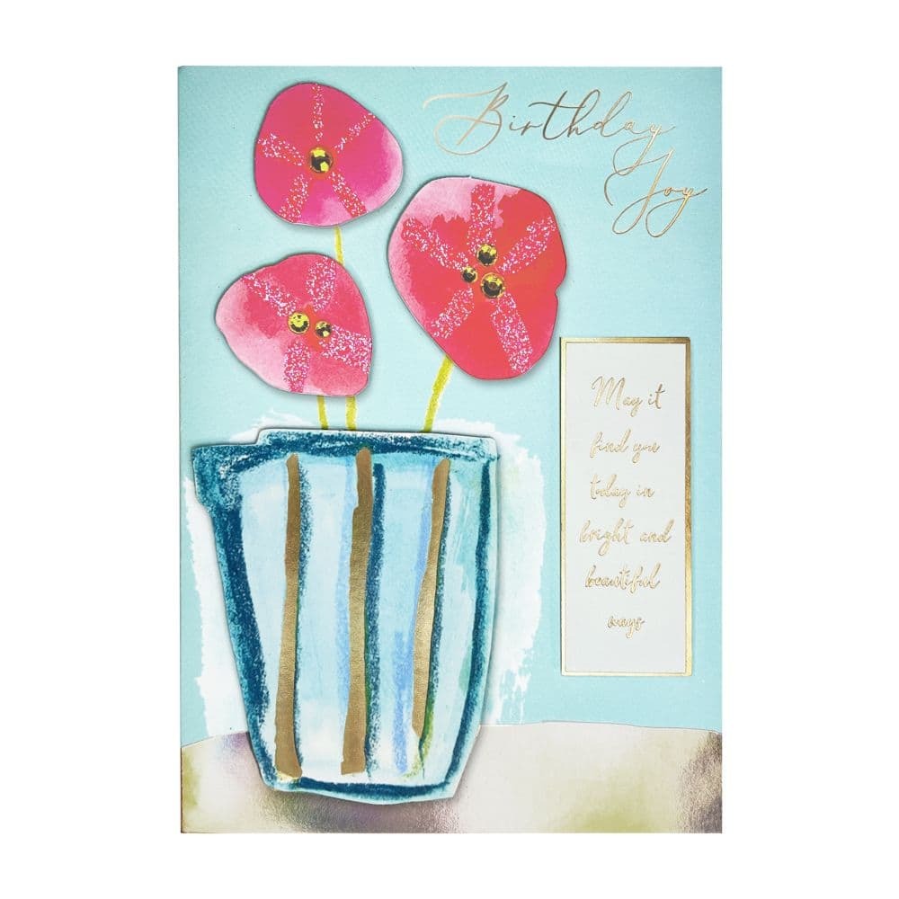 Flowers Vase and Lettering Birthday Card