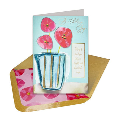 Flowers Vase and Lettering Birthday Card