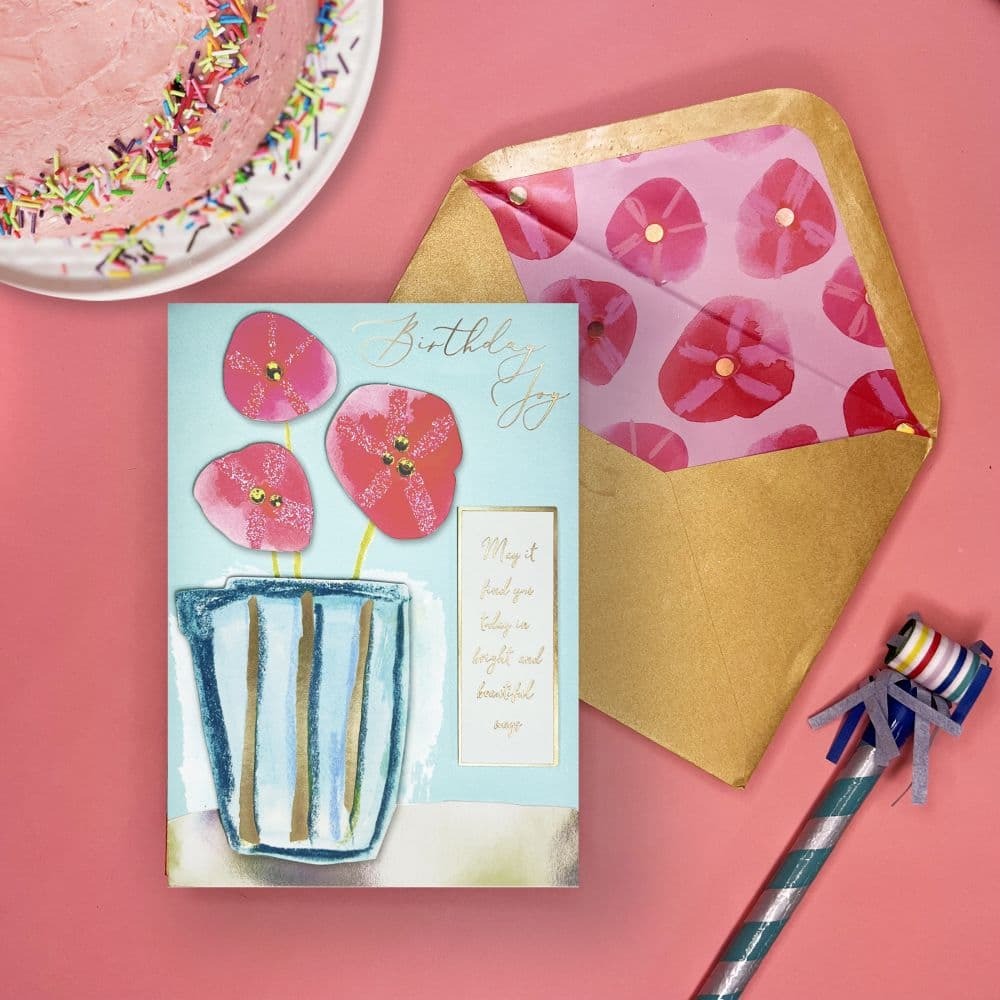 Flowers Vase and Lettering Birthday Card