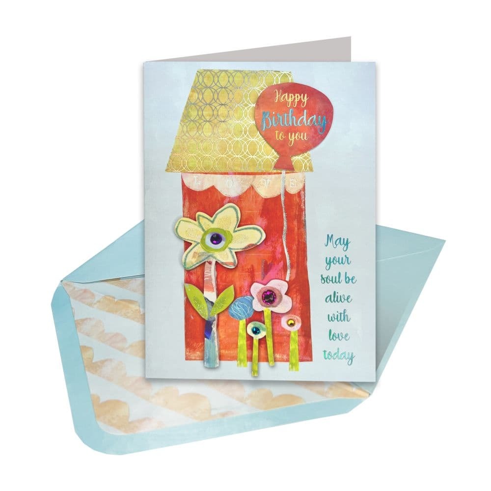 House Balloon Lettering Birthday Card