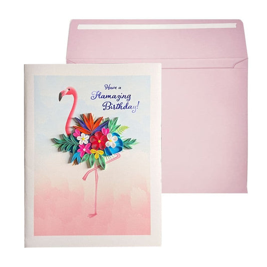 Quilled Flamingo Birthday Card