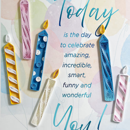 Quilled Candles on Balloons Birthday Card