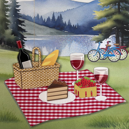 Handmade Picnic Scene Husband Birthday Card