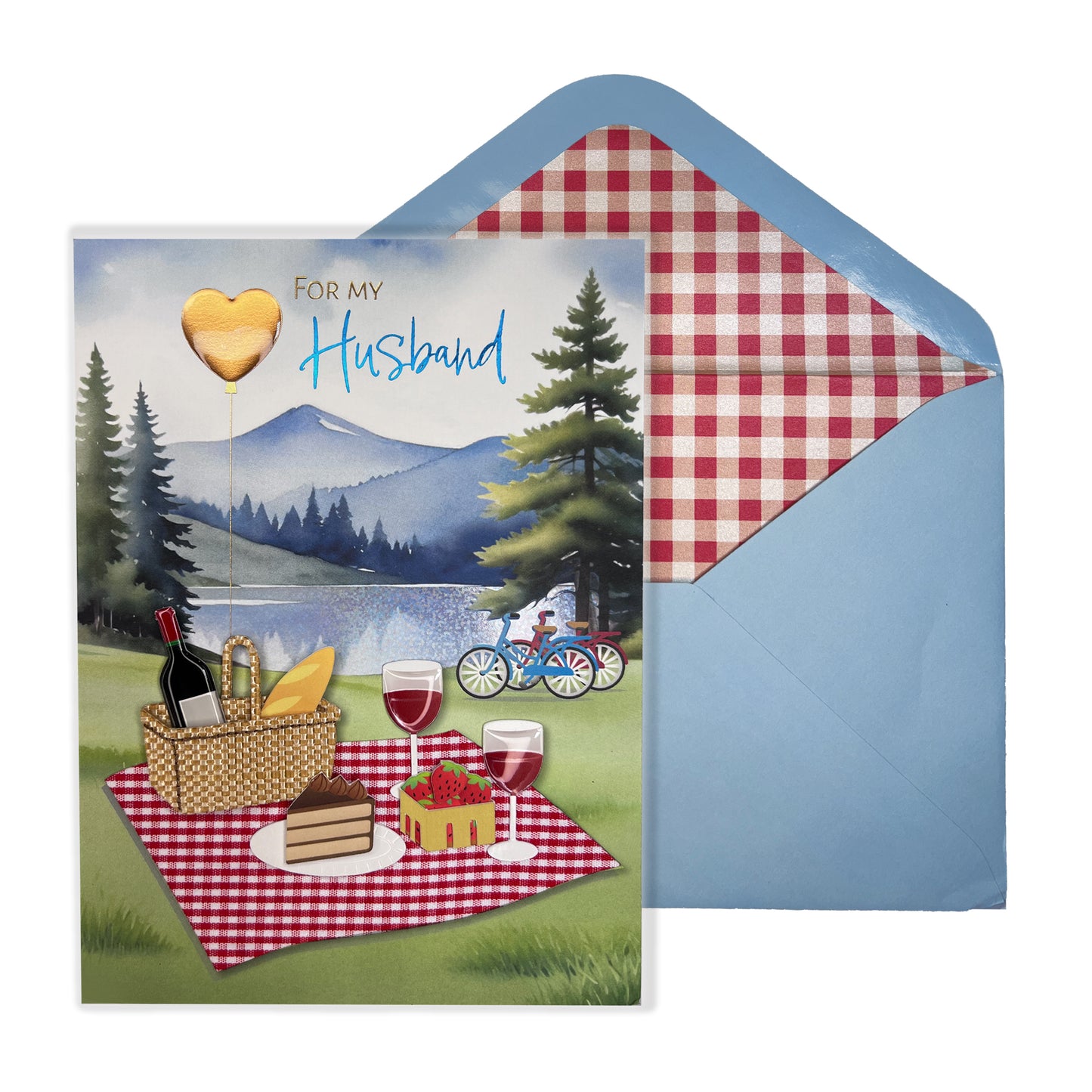 Handmade Picnic Scene Husband Birthday Card