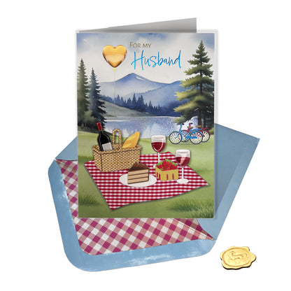 Handmade Picnic Scene Husband Birthday Card