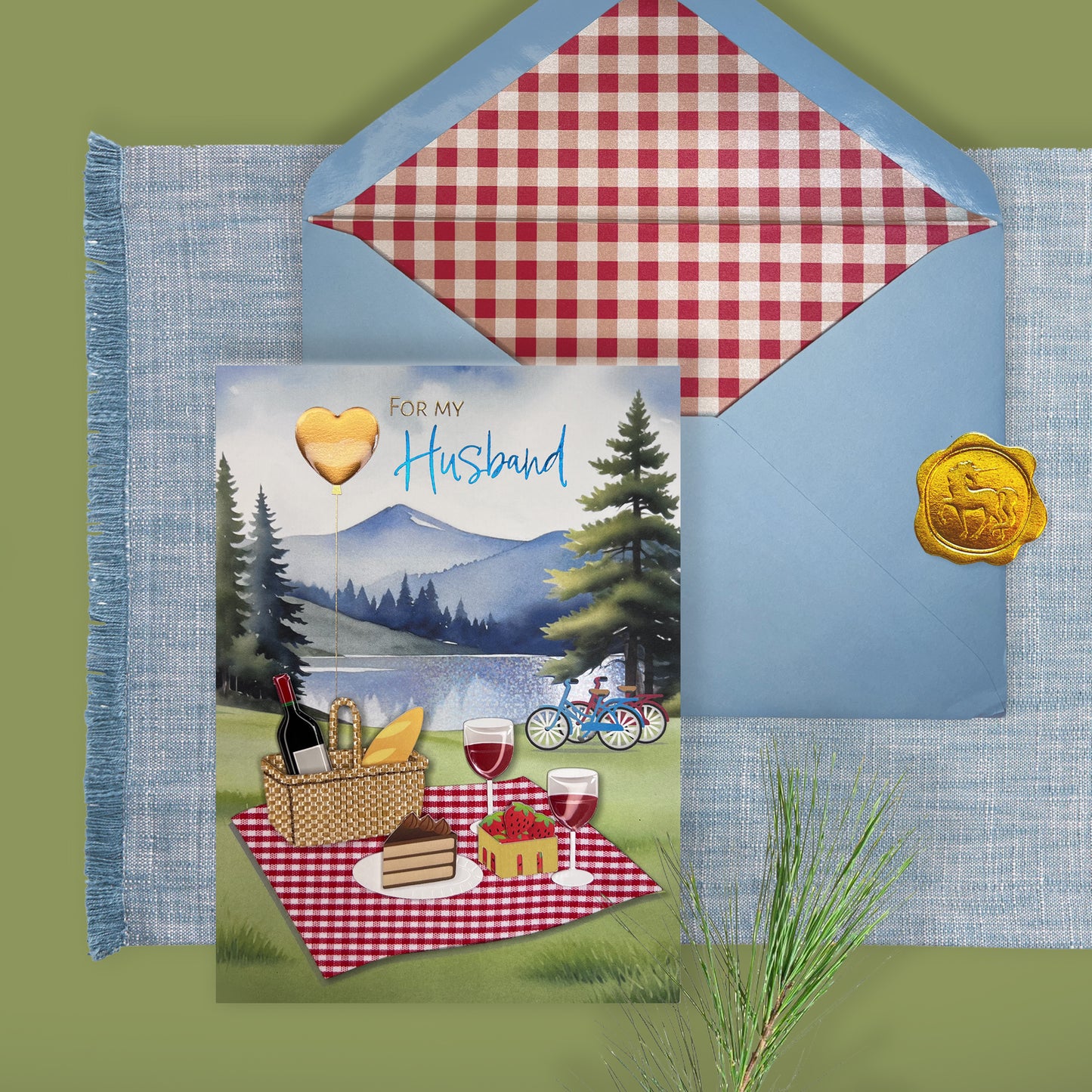 Handmade Picnic Scene Husband Birthday Card