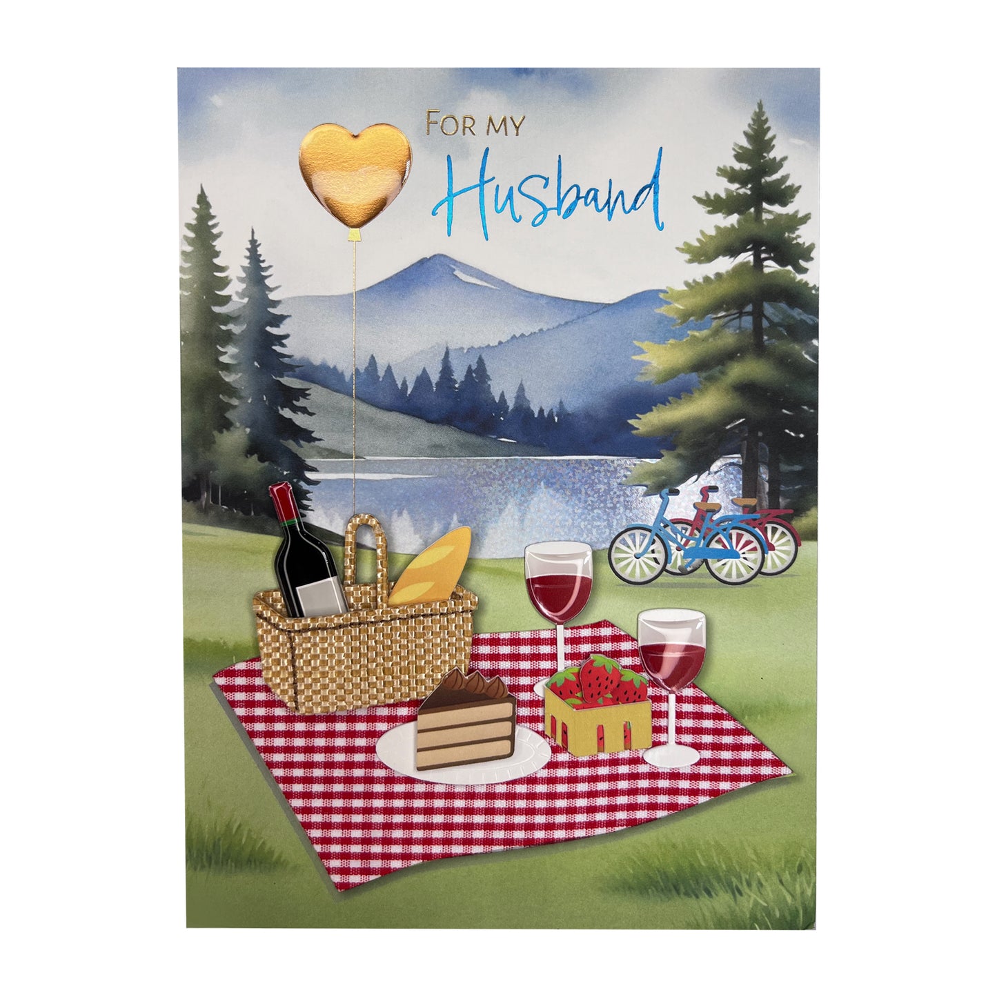 Handmade Picnic Scene Husband Birthday Card