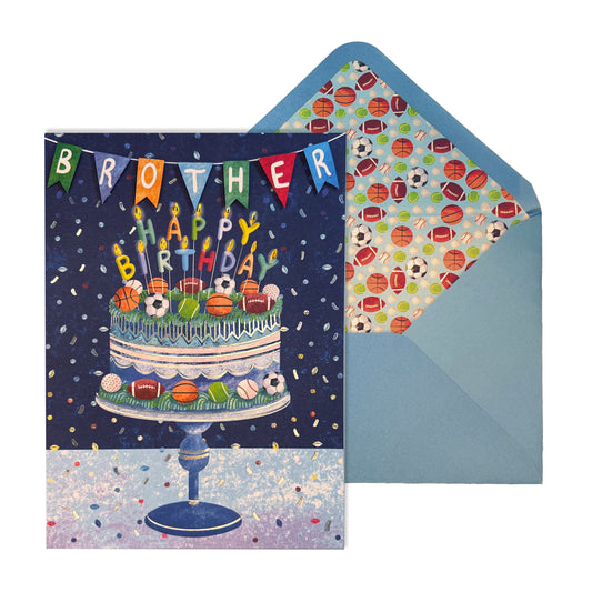 Sports Birthday Cake Brother Birthday Card