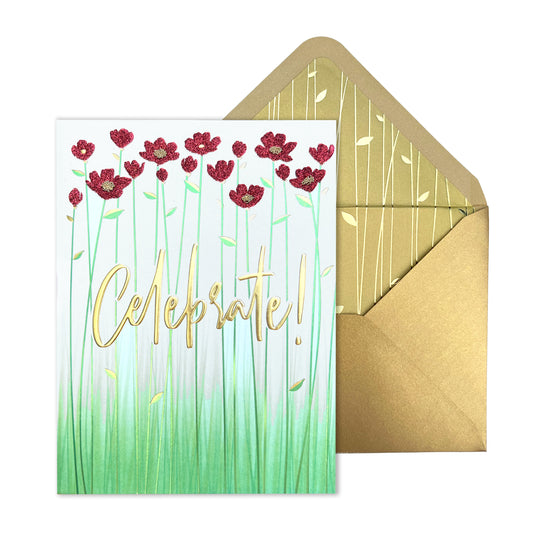 Long Stemmed Floral Birthday Card