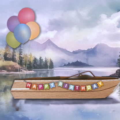 Handmade Boat Scene Birthday Card