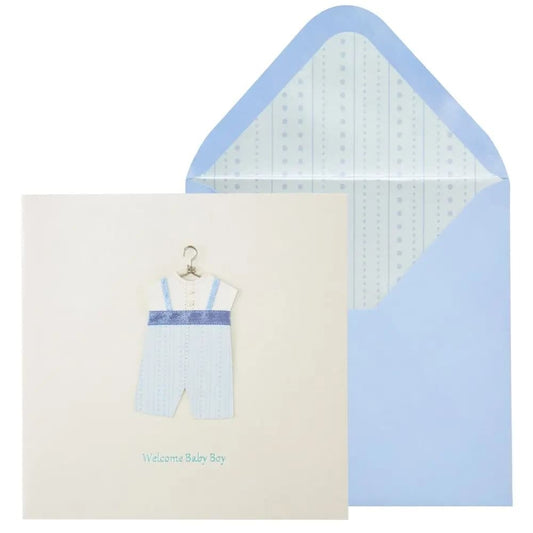 Classic Boy Outfit Congrats Baby Card