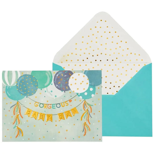 Baby Boy Banners & Balloons Congrats Baby Card