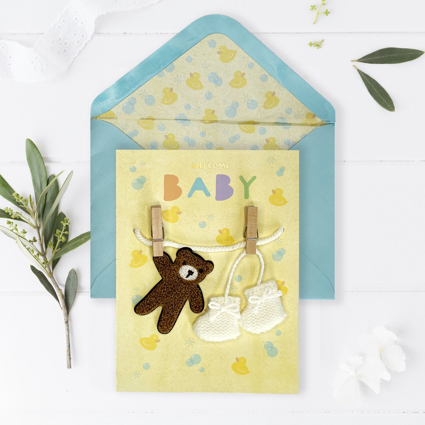 Handmade Baby Clothes Line Baby Card