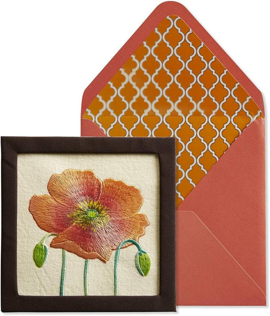 Embroidered Poppy Blank Card