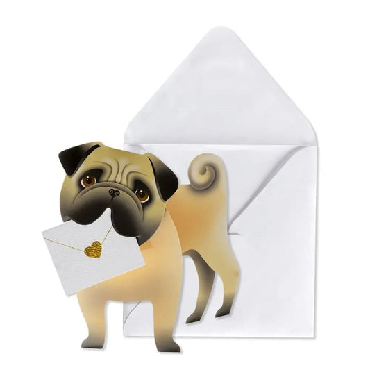 Pug with Letter Blank Greeting Card