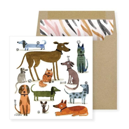 Dogs and One Cat Blank Card