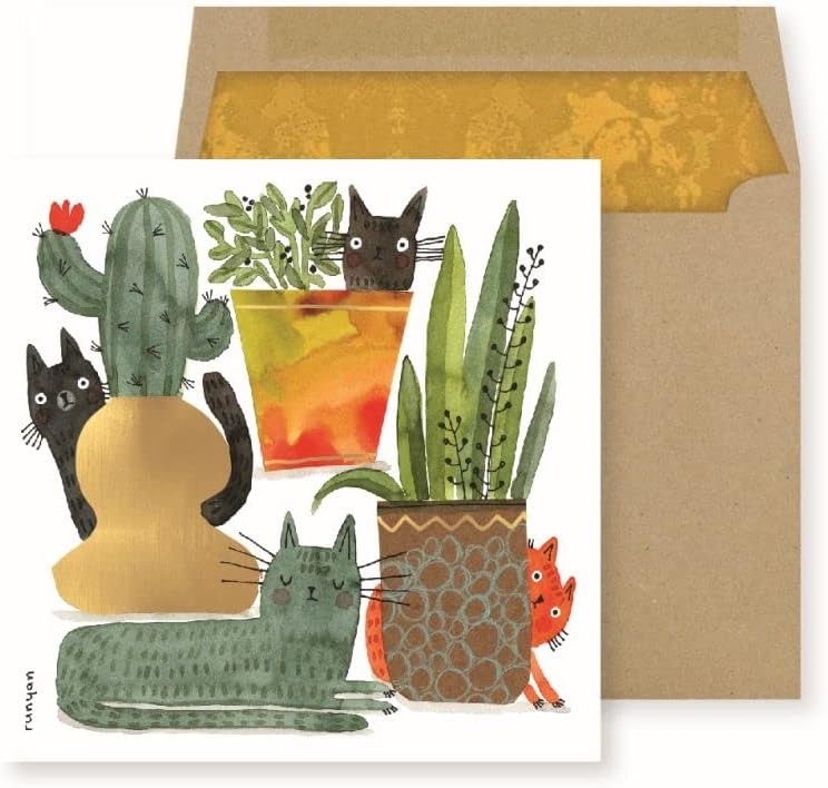 Cats and Cactus Blank Card