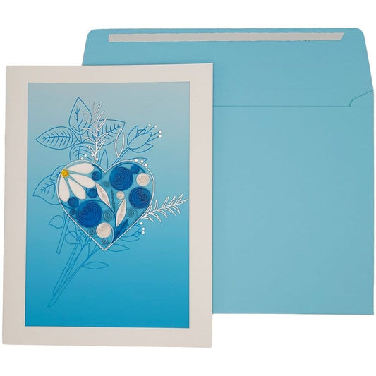 Quilled Heart On Blue Blank Card