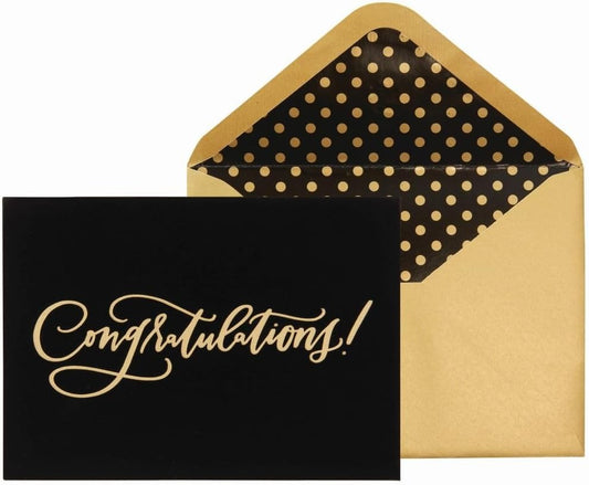 Gold Lettering with Black Flocking Congratulations Card