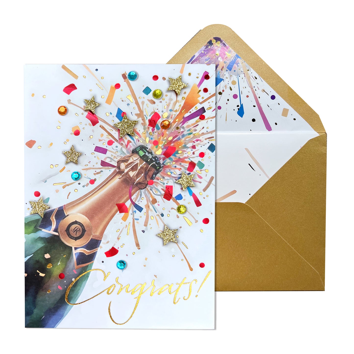 Champagne Bottle Congratulations Card