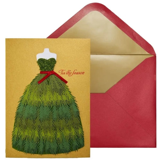 Pine Bough Dress Christmas Card