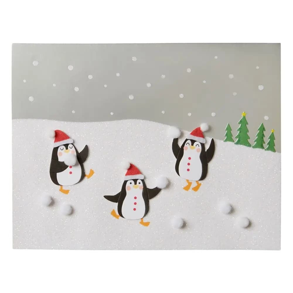 Penguins and Snowballs Christmas Card