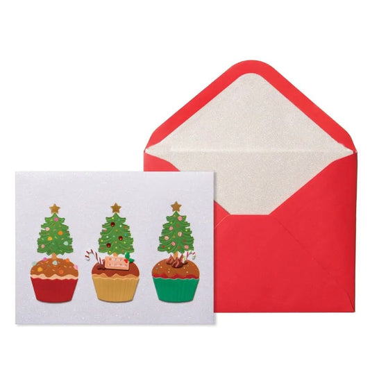 Three Tree Cupcakes Christmas Card