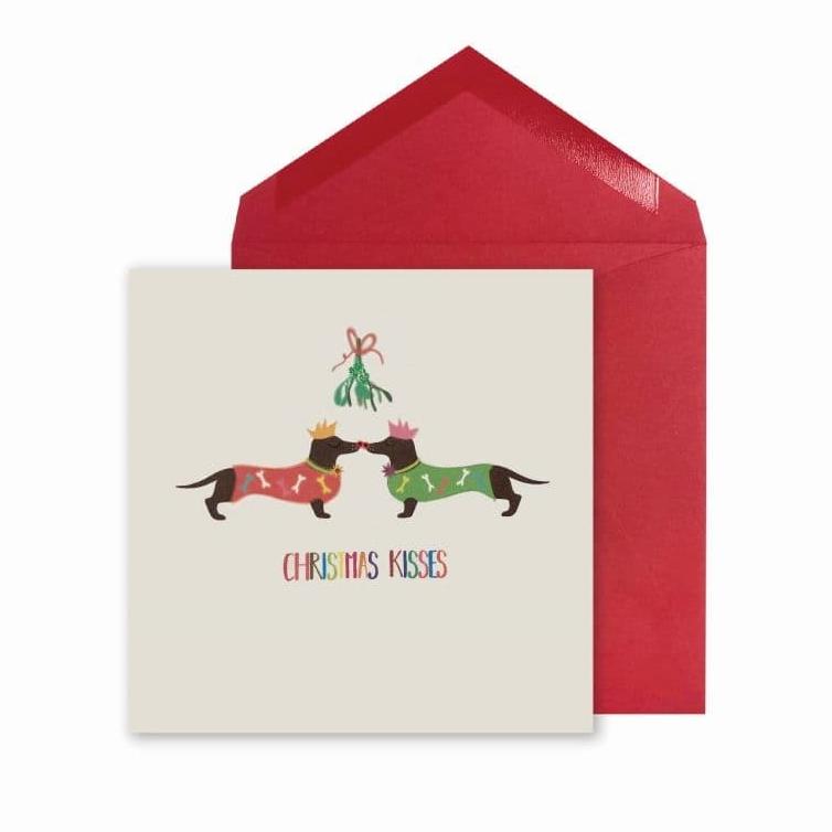 Dogs Under Mistletoe Christmas Card