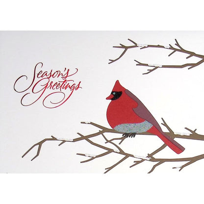 Cardinal on Branch Christmas Card