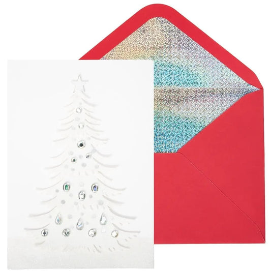 White Gem Tree Christmas Card