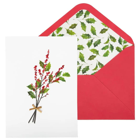 Holly Branch with Berries Christmas Card